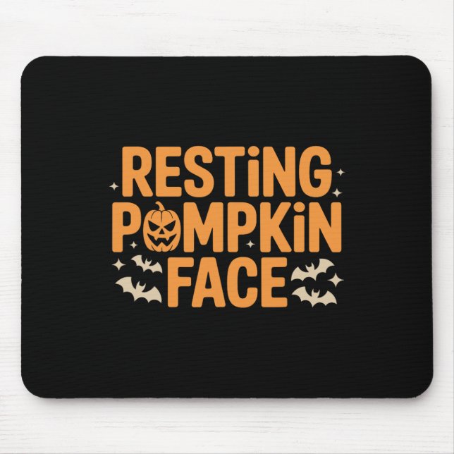 Mousepad Pumpkin Face Negrito T Halloween Tee (Frente)