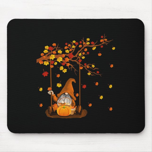 Mousepad Pumpkin Gnomos Queda do outono Cute Halloween Than (Frente)
