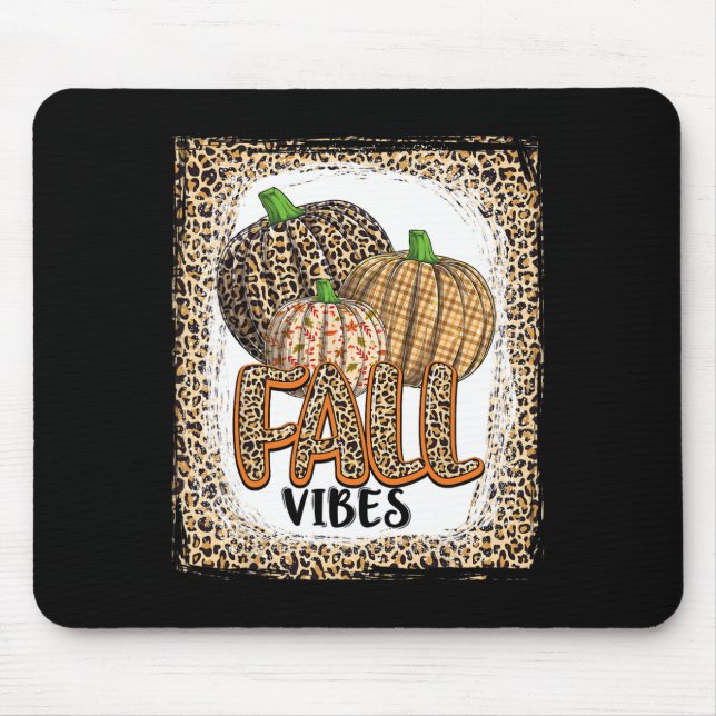 Mousepad Pumpkin Leopard Imprime Fall Vibes Dia de Ação de  (Frente)