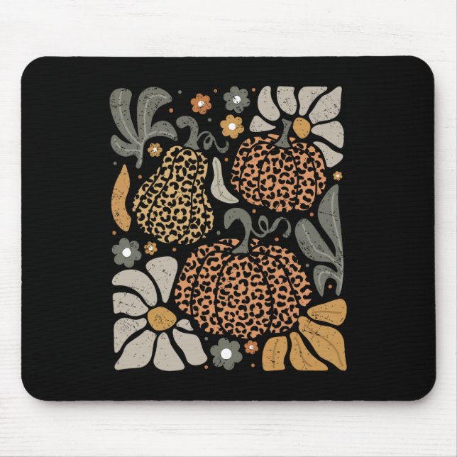 Mousepad Pumpkin Leopardo com Flores Boho Floral Graças (Frente)