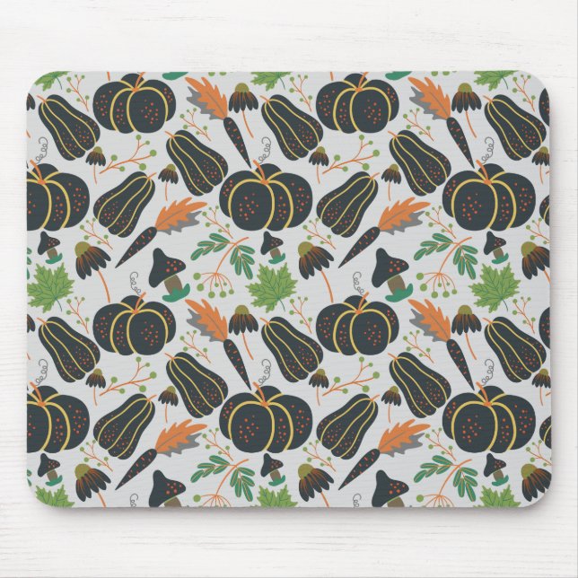 Mousepad Pumpkin - padrão sem costura cenoura preto e branc (Frente)