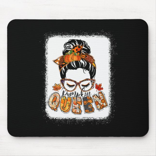 Mousepad Pumpkin Queen Messy Bun Fall Pumpkin Fall Vibes Au (Frente)