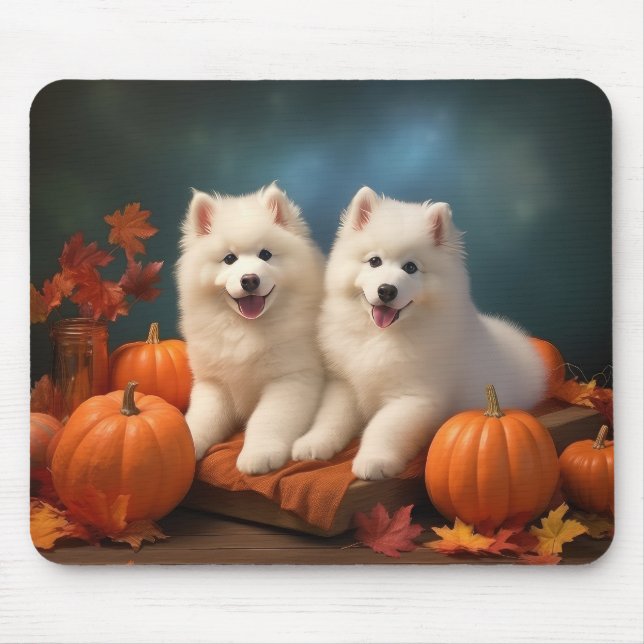 Mousepad Pumpkin Samoed Puppy Autumn Delight (Frente)
