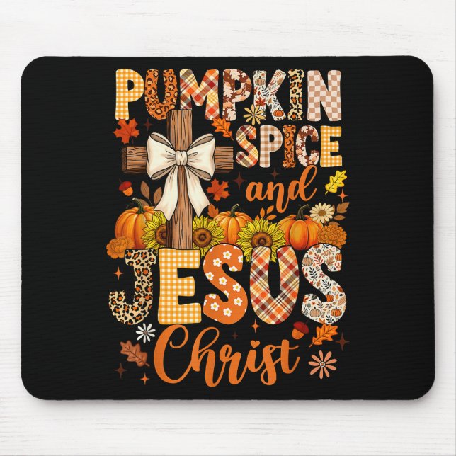 Mousepad Pumpkin Sce And Jesus Christ Funny Fall Christian  (Frente)