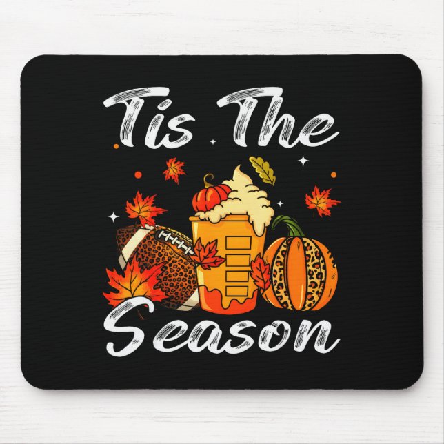 Mousepad Pumpkin Sce Football Tis The Season Fall Thanksgiv (Frente)