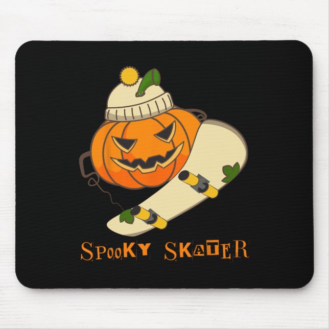 Mousepad Pumpkin Skateboard Halloween Figurume Diversão Ska (Frente)