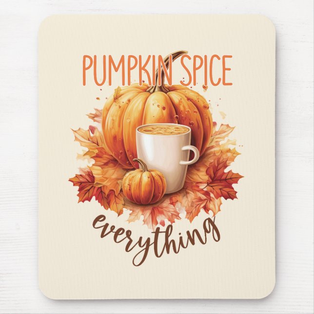 Mousepad Pumpkin Spice All - Folhagem de outono e latas (Frente)
