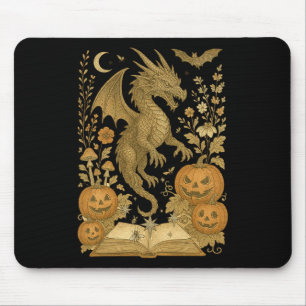 Mousepad Pumpkin Spooky Leitura Ha Do Dragão Floral Retro