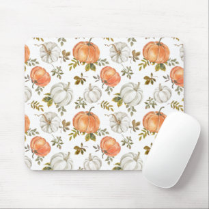 Mousepad Pumpkins de Aquarela e Padrão de outono de Folhage