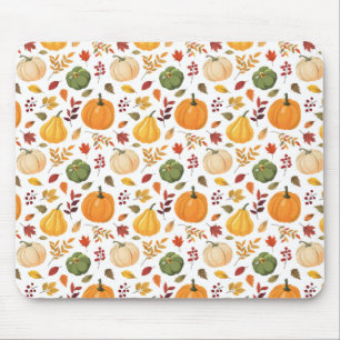 Mousepad Pumpkins de Colheita e Padrão de Folhas de outono