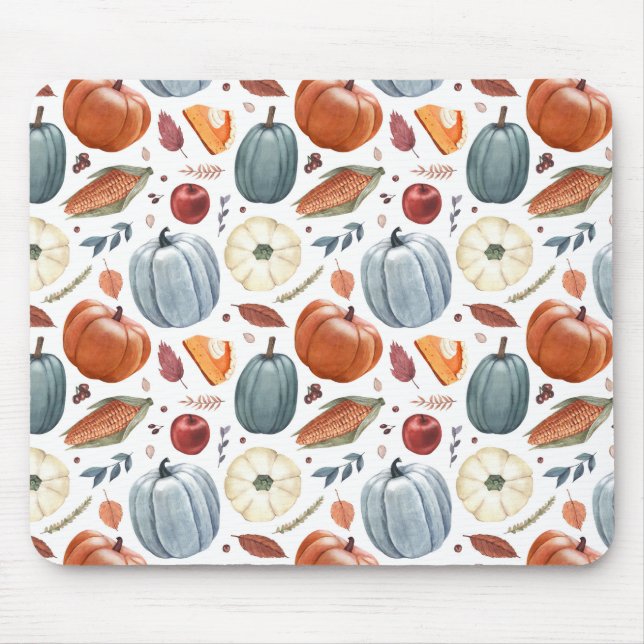 Mousepad Pumpkins de queda e padrão de folhas de outono (Frente)