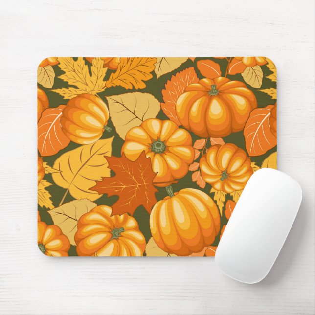 Mousepad Pumpkins Patterno do Halloween em Fall Season (Com mouse)
