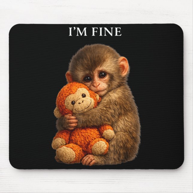Mousepad Punch monkey cute baby funny animal  (Frente)