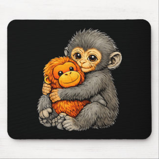 Mousepad Punch monkey funny cute baby animal hugging plush 