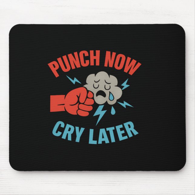Mousepad Punch Now Martial Arts Boxando Gráfico de Humor (Frente)