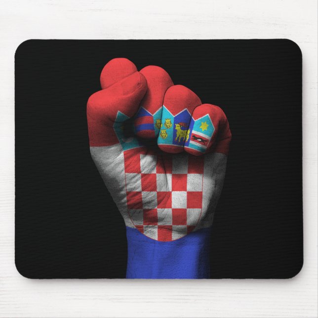 Mousepad Punho apertado aumentado com bandeira croata (Frente)