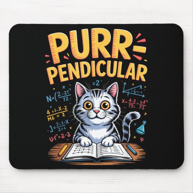 Mousepad Punho de Gato Matemático Purr-pendicular (Frente)