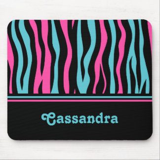 Mousepad Punho de impressão zebra em rosa-quente, preto e a