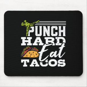 Mousepad Punho Duro Coma Tacos Kickboxing Feliz Esporte Mex