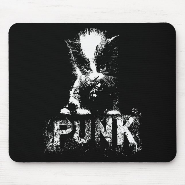 Mousepad Punk Kitten Cat With Mohawk Nge Gothic Design  (Frente)