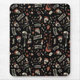 Mousepad Punk Rock Pattern - Negrito e rebelde