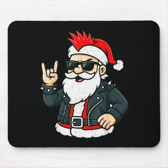 Mousepad Punk Rock Santa Claus Emo Christmas Rocker Pajamas (Frente)