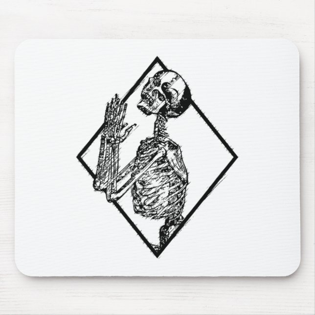 Mousepad Punk Skeleton Mãos Rezando Gótico Metal Halloween  (Frente)