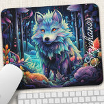 Mousepad Pup de Lobo Místico Personalizado<br><div class="desc">Transforme seu espaço de trabalho em uma floresta encantada com esse mouse pad personalizado com um adorável filhote de lobo cercado por uma flora brilhante. A cena mística, cheio de cores vibrantes e detalhes intrincados, cria uma atmosfera cativante para seu trabalho ou brincadeira. Adicione um toque pessoal com seu nome...</div>