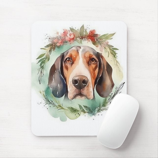 Mousepad Pup Festivo de Natal Treeing Walker (Com mouse)