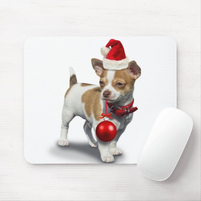 Mousepad Puppy com chapéu de natal e Ball (Com mouse)