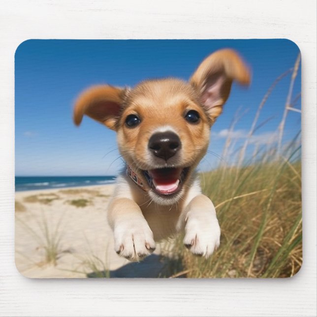 Mousepad Puppy Dog Photo de Praia (Frente)