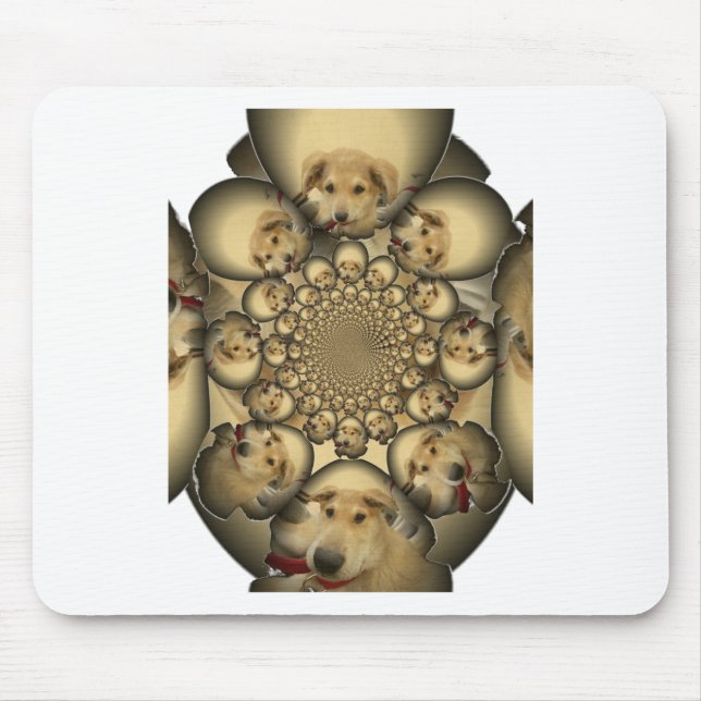Mousepad Puppy Kaleidoscope Art Impressão (Frente)
