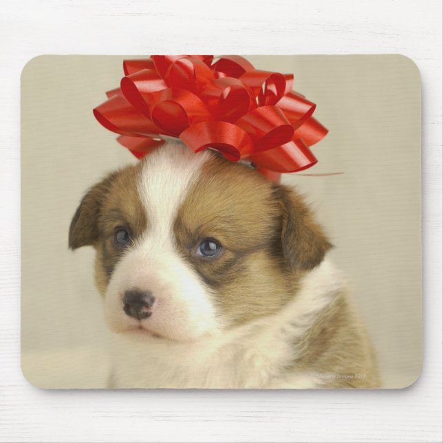 Mousepad Puppy vestindo um arco vermelho (Frente)