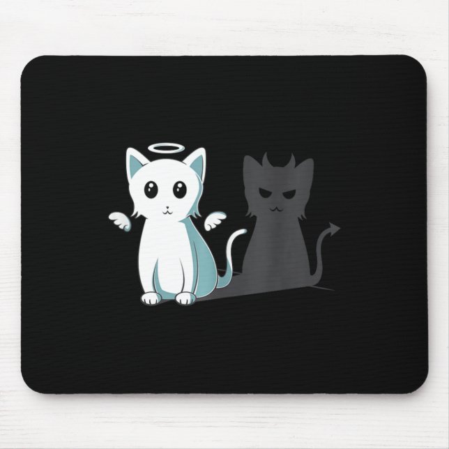 Mousepad Puro Mau Devil Cat Feliz Halloween Cat Angel Devi (Frente)