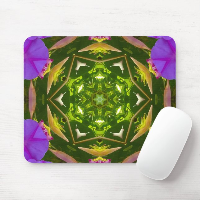 MOUSEPAD PURPLE AND GREEN ABSTRACT DRAWING. SAMER BRASIL. 4 (Com mouse)