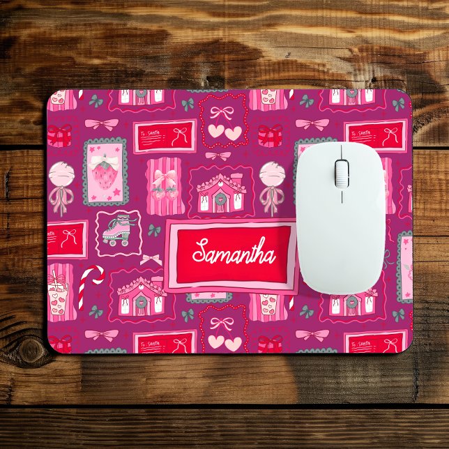Mousepad Purple Coquette aesthetic girly whimsical pattern (Criador carregado)