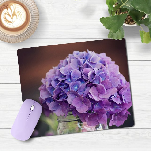 Mousepad Purple Hydrangea in Mason Jar Photograph (Purple Hydrangea in Mason Jar Photograph Mouse Pad)