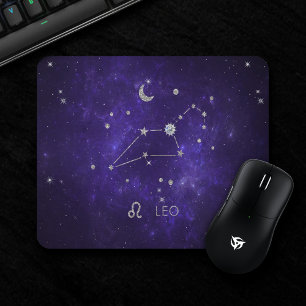 Mousepad Purple Leo Zodiac   Astrologia Cósmica Horoscópio