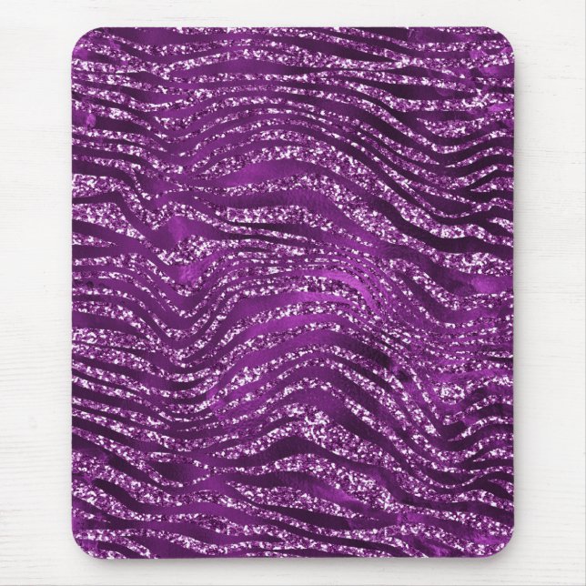 Mousepad Purple Ombre Glam Glitter Tiger Stripes Pattern (Frente)