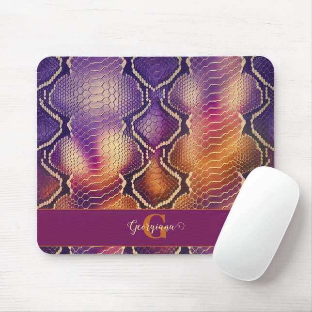 Mousepad Púrpura e Púrpura e Pele Cobra de Shimmering Doura (Com mouse)