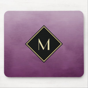 Mousepad Púrpura Elegante Esmagada Com Monograma Dourado S