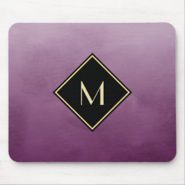 Mousepad Púrpura Elegante Esmagada Com Monograma Dourado Si