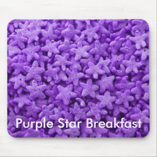 Mousepad Púrpura Estrelas Cereais Padrão de Comida do café
