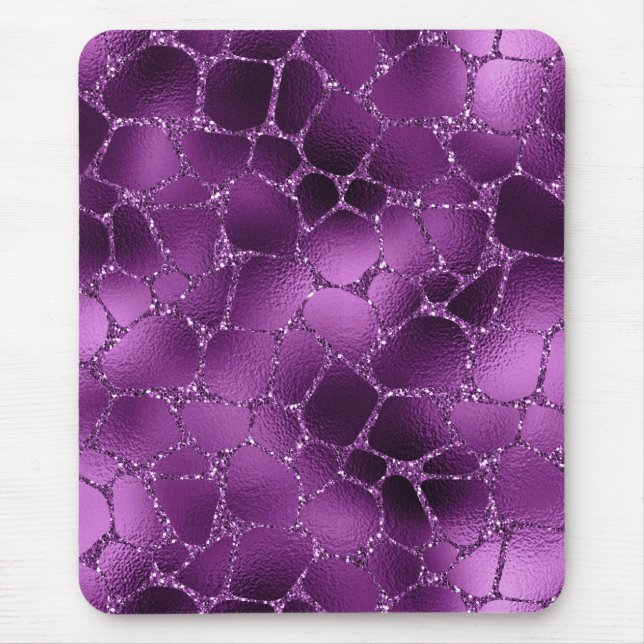 Mousepad Púrpura Glitter Girafa Glam Roxo Padrão (Frente)