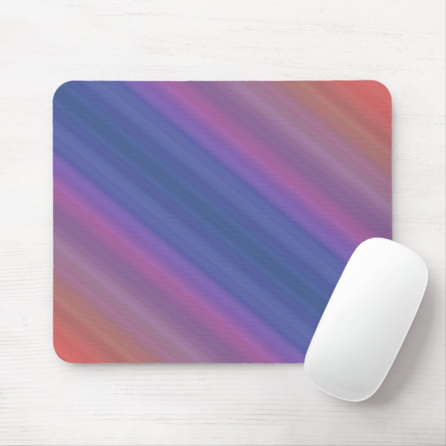 Mousepad Púrpura Laranja e Padrão de Stripes Diagonais Azul (Com mouse)