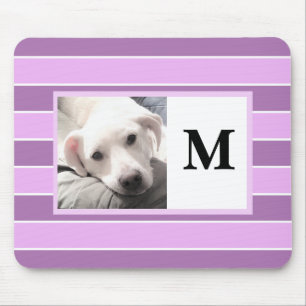 Mousepad Púrpura Listras Personalizadas Cão-Foto Inicial