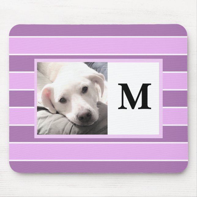 Mousepad Púrpura Listras Personalizadas Cão-Foto Inicial (Frente)