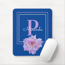 Mousepad Púrpura Monograma Cor-de-rosa Flor