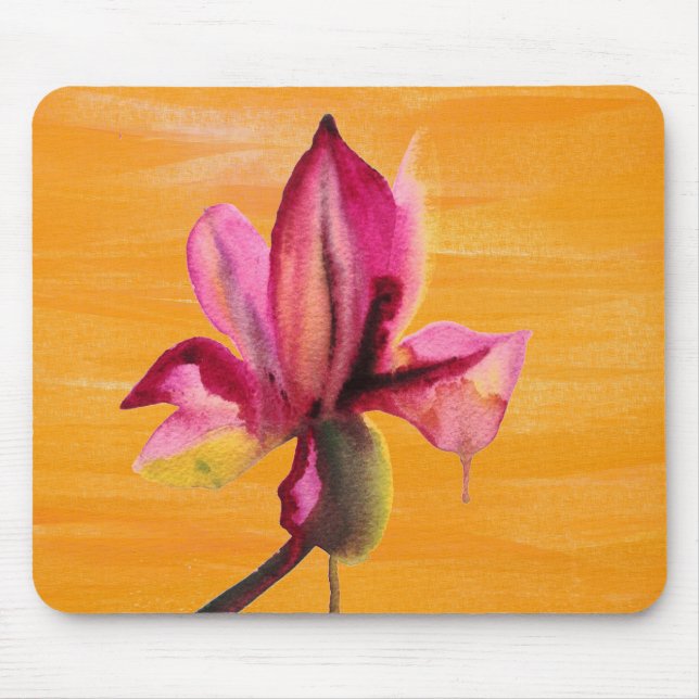Mousepad Púrpura Orquídea-d-água - cor laranja-pop (Frente)