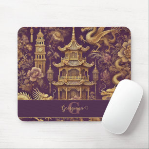 Mousepad Púrpura Personalizada e Chinoiserie Victoriana Dou